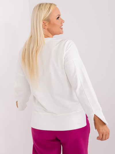 Ecru bluza plus size z okrągłym dekoltem
