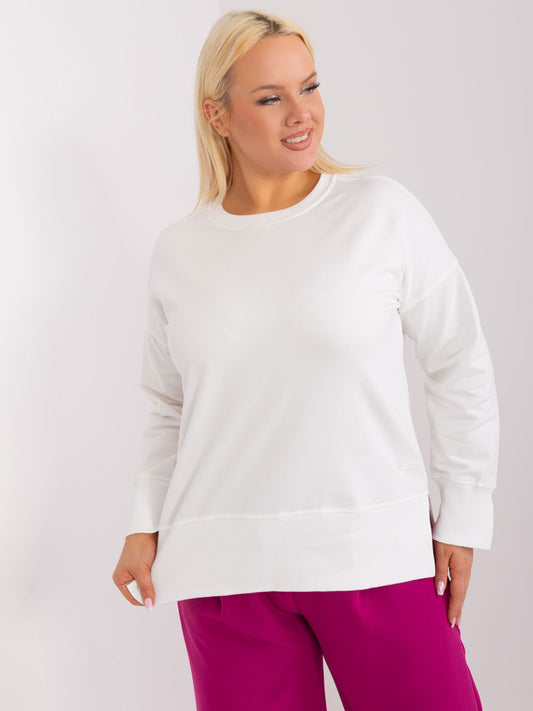 Ecru bluza plus size z okrągłym dekoltem