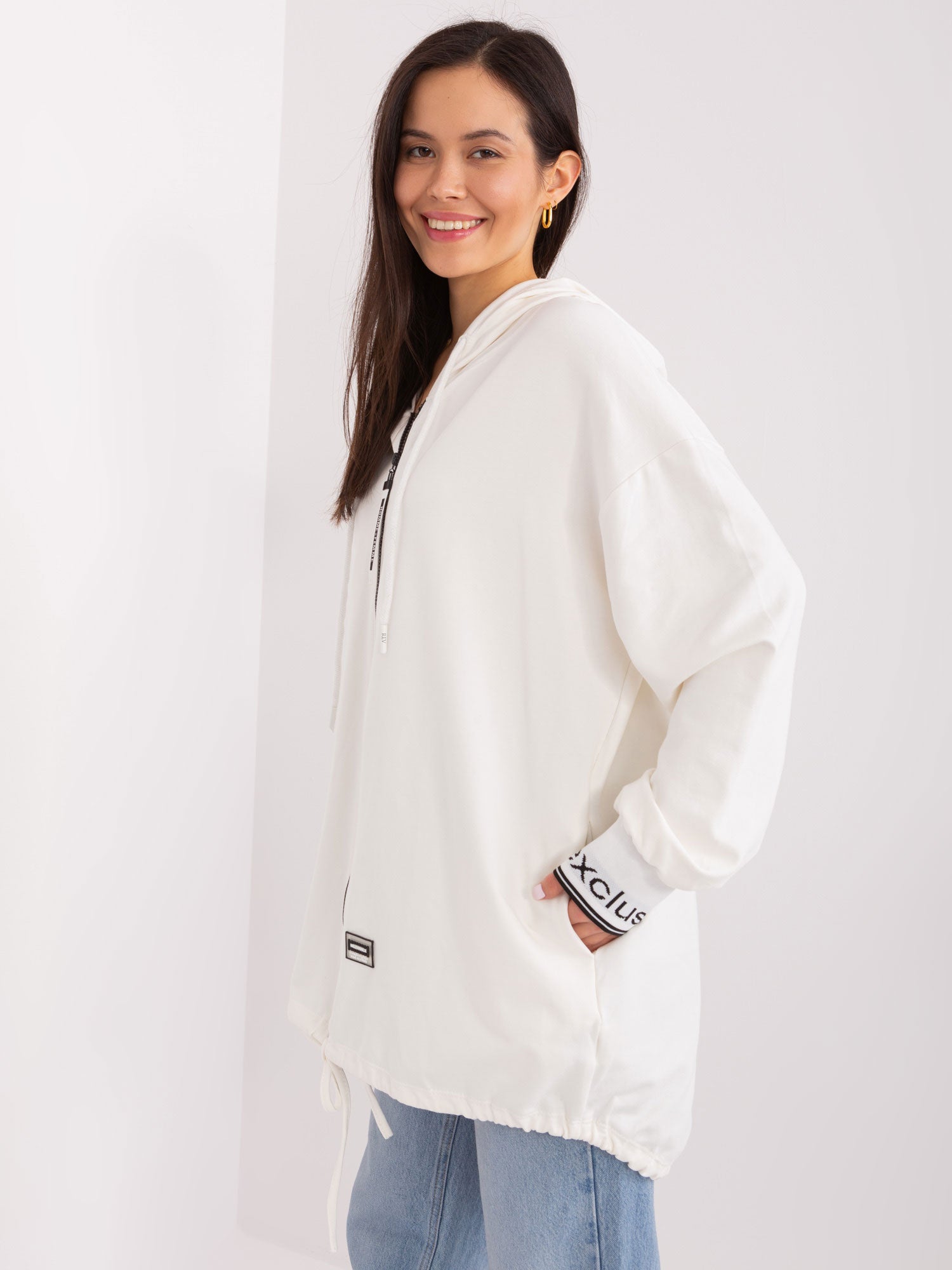 Ecru bluza rozpinana z bawełny