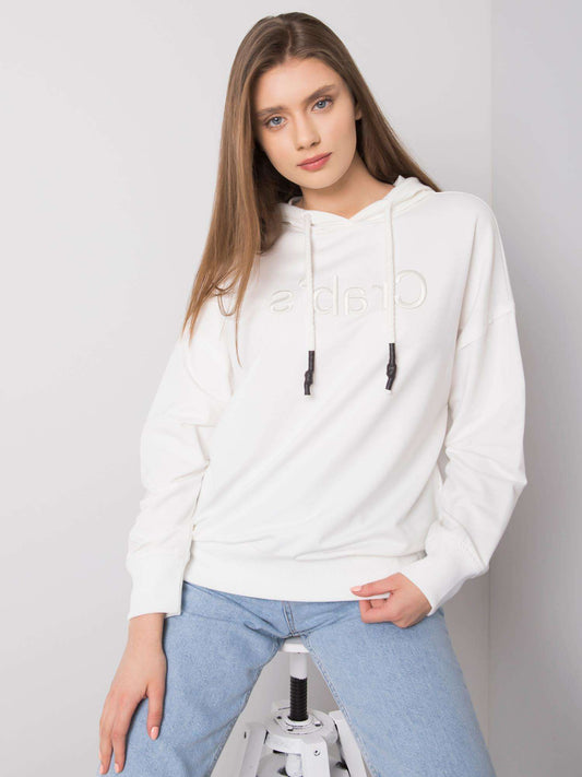 Ecru bluza damska z kapturem