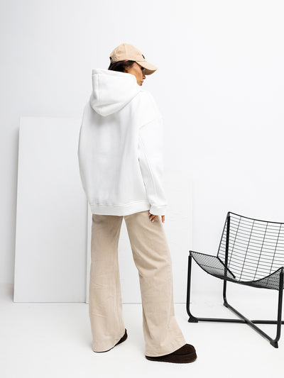 RUE PARIS Ecru bluza oversize z naszywką
