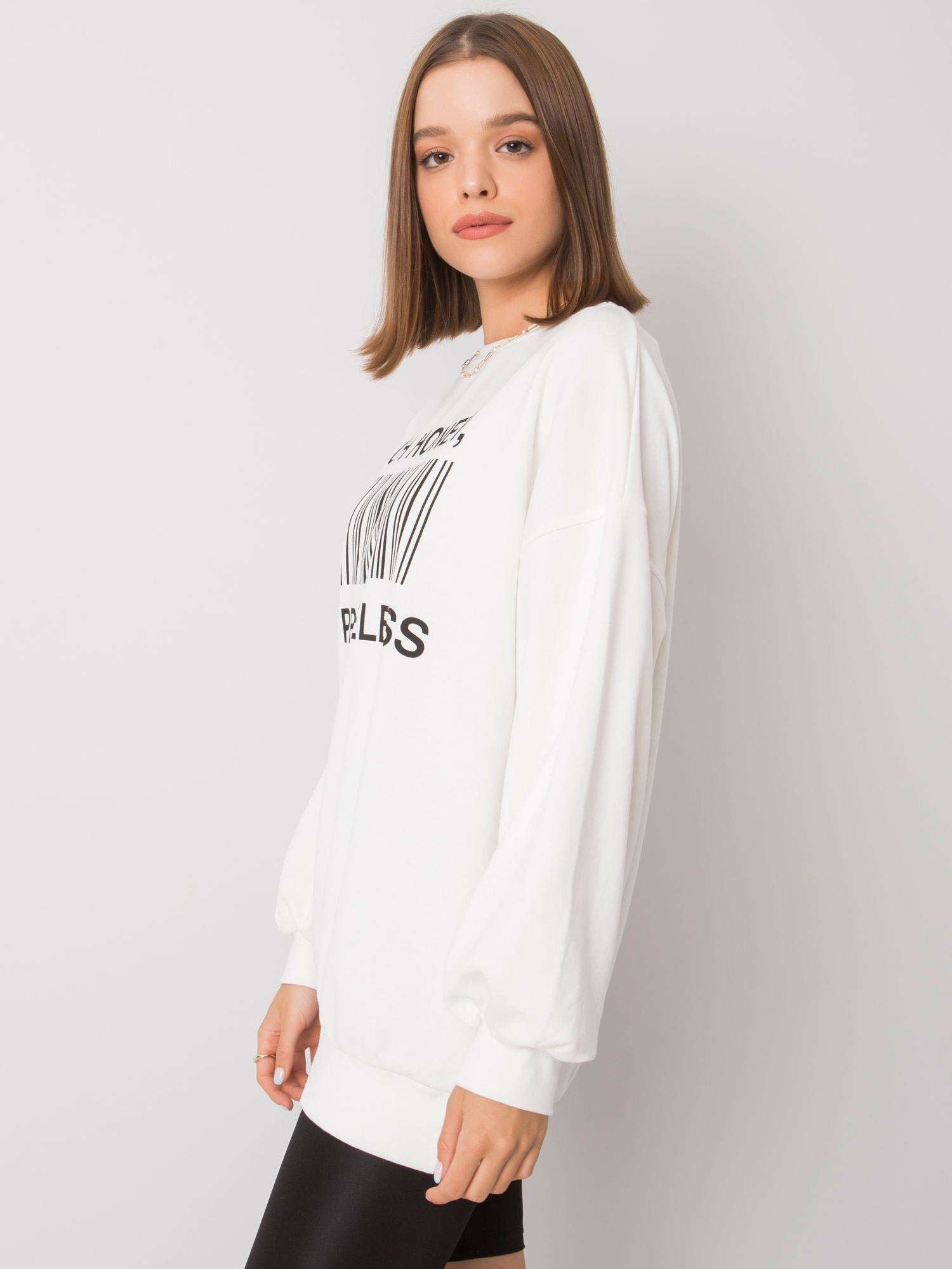 Ecru bluza bez kaptura z napisem