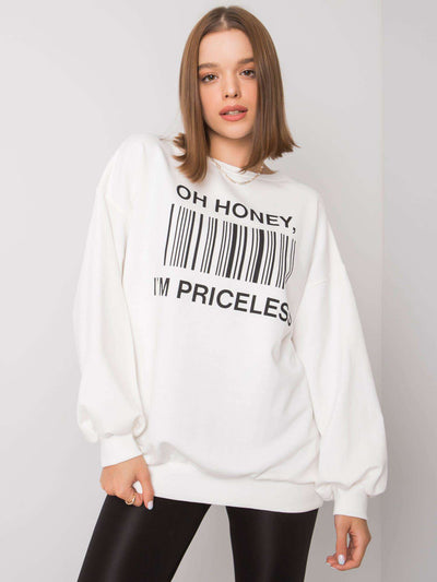 Ecru bluza bez kaptura z napisem