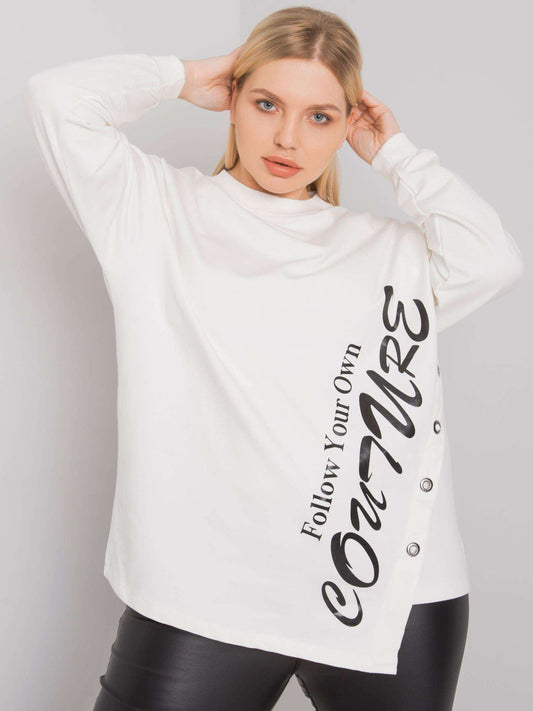 Ecru bluzka plus size z napisem