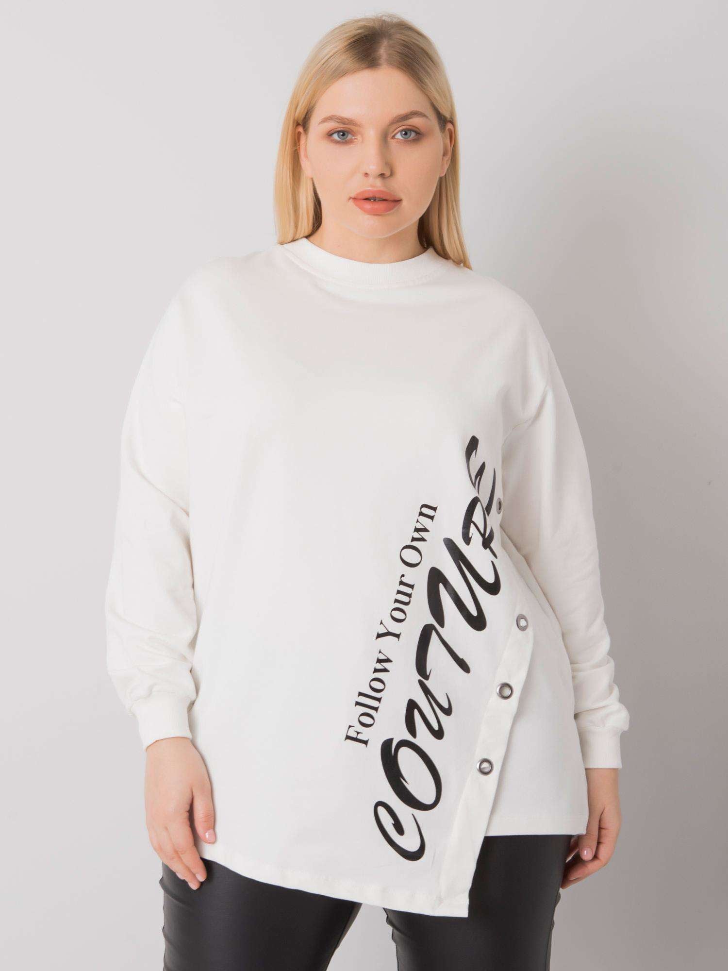 Ecru bluzka plus size z napisem