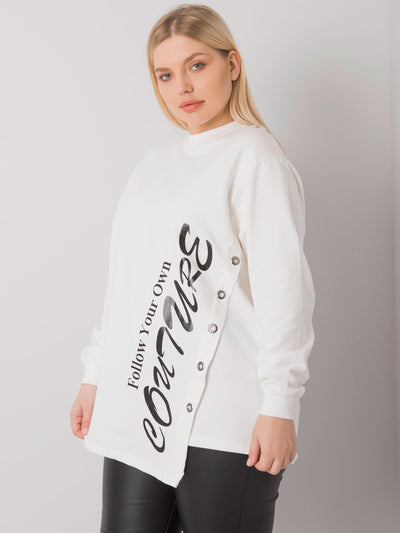 Ecru bluzka plus size z napisem