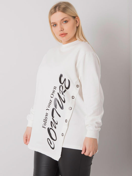 Ecru bluzka plus size z napisem