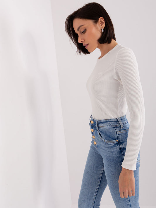 Ecru bluzka basic z bawełny BASIC FEEL GOOD