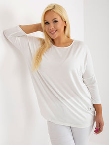Ecru bluzka plus size basic z rękawem 3/4