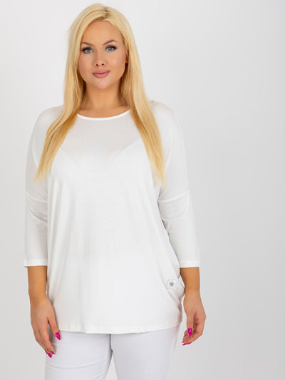 Ecru bluzka plus size basic z rękawem 3/4