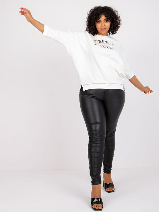 Ecru bluzka plus size z printem