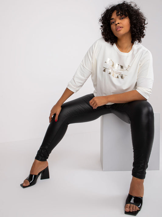 Ecru bluzka plus size z printem