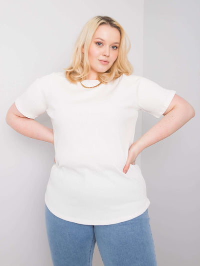 Ecru bluzka plus size w prążek