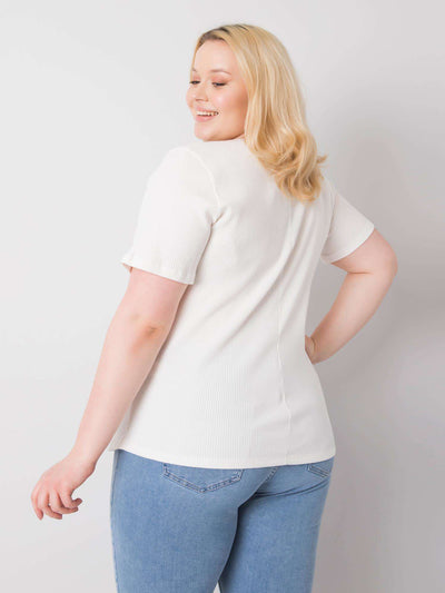 Ecru bluzka plus size w prążek