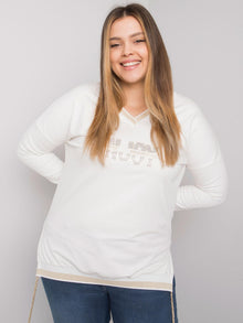 Ecru bluzka plus size z napisami