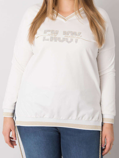 Ecru bluzka plus size z napisami