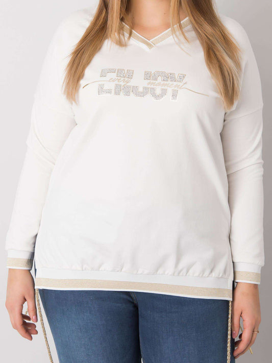 Ecru bluzka plus size z napisami