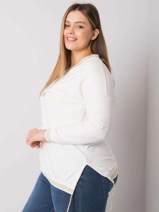 Ecru bluzka plus size z napisami