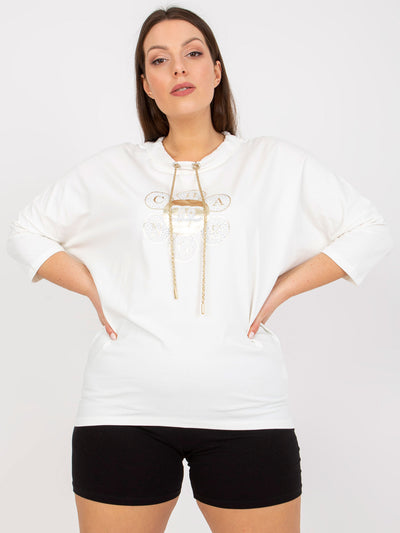 Ecru bluzka plus size z rękawem 3/4