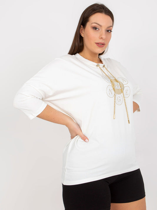 Ecru bluzka plus size z rękawem 3/4
