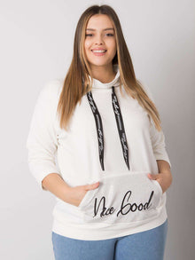 Ecru bluzka plus size z aplikacją