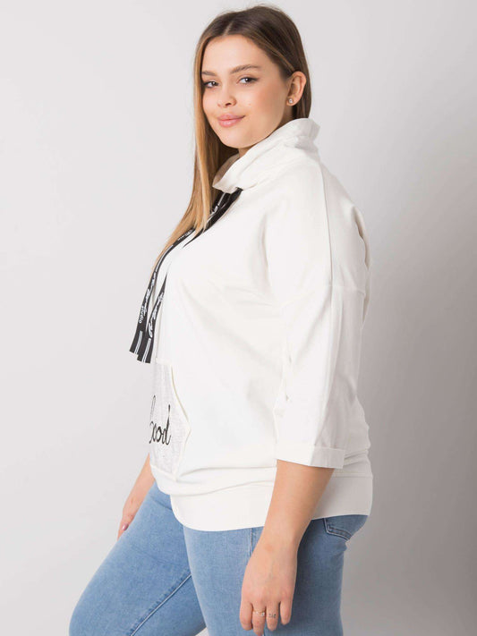 Ecru bluzka plus size z aplikacją