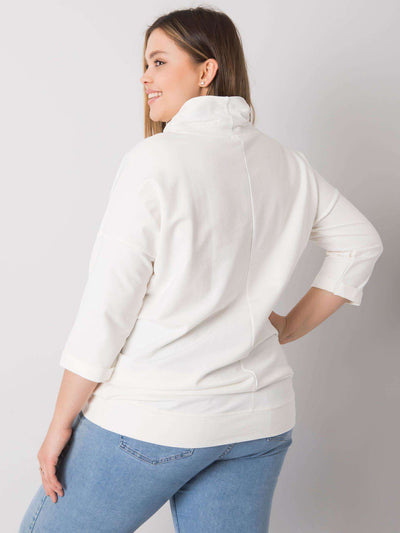 Ecru bluzka plus size z aplikacją