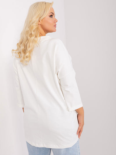 Ecru bluzka plus size z troczkami
