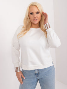 Ecru bluzka plus size z okrągłym dekoltem