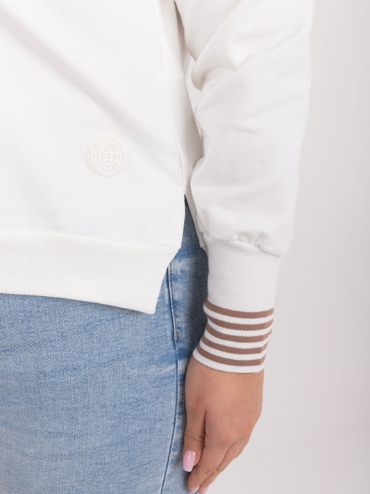 Ecru bluzka plus size z okrągłym dekoltem