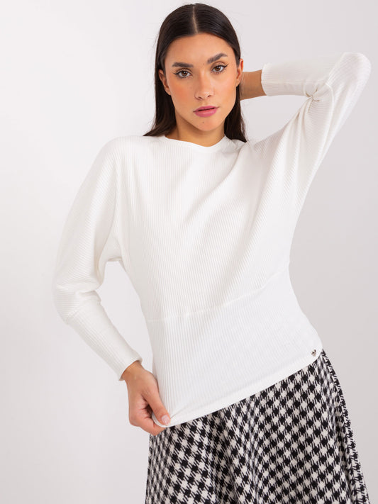 BASIC FEEL GOOD Ecru bluzka o kroju nietoperza