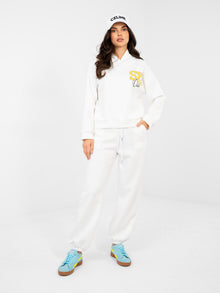 RUE PARIS Ecru casualowy komplet z bluzą oversize