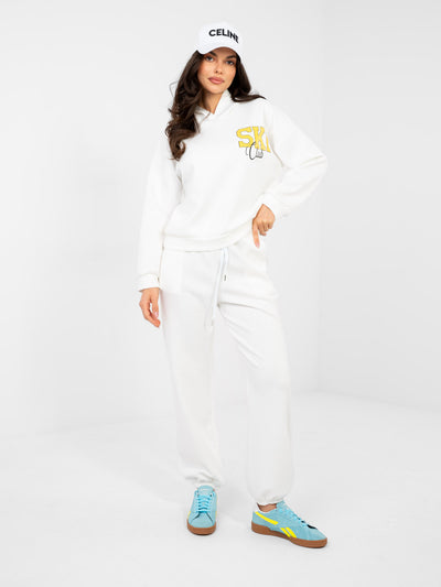 RUE PARIS Ecru casualowy komplet z bluzą oversize