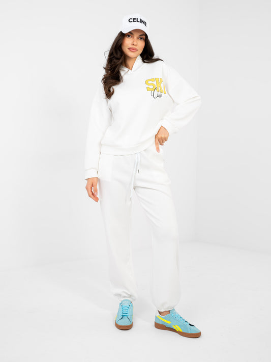 RUE PARIS Ecru casualowy komplet z bluzą oversize
