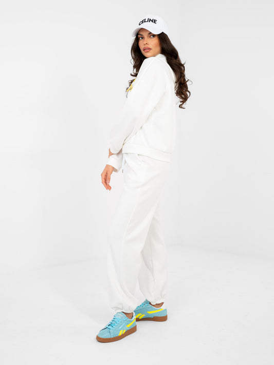 RUE PARIS Ecru casualowy komplet z bluzą oversize