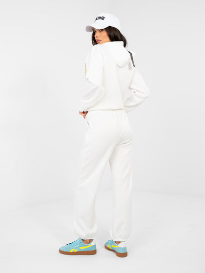 RUE PARIS Ecru casualowy komplet z bluzą oversize