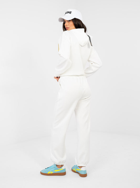 RUE PARIS Ecru casualowy komplet z bluzą oversize