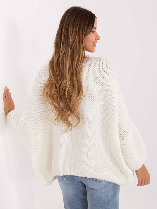 Ecru ciepły kardigan o kroju oversize