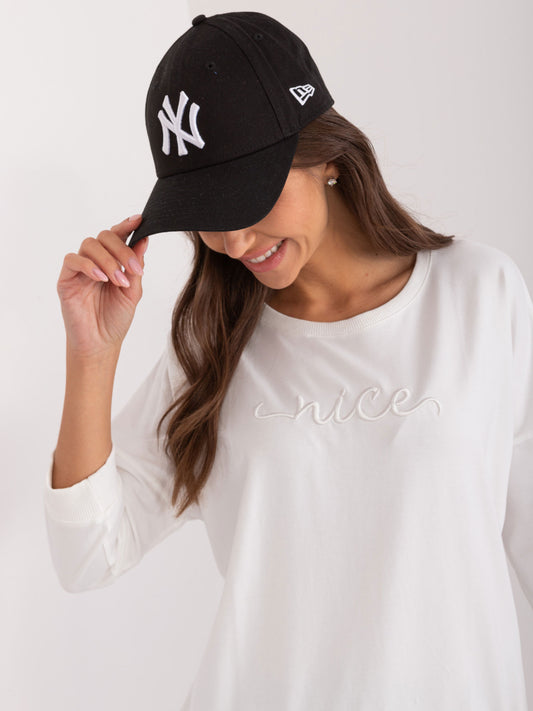 Ecru bluza oversize z napisem