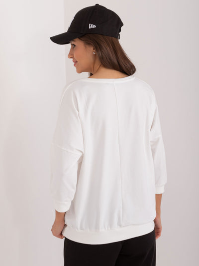 Ecru bluza oversize z napisem