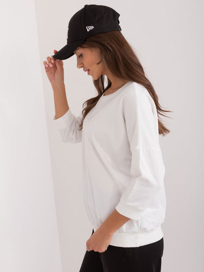 Ecru bluza oversize z napisem