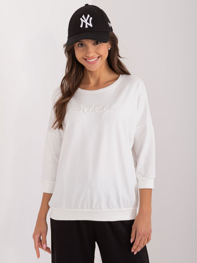 Ecru bluza oversize z napisem