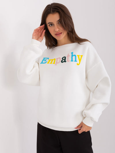 Ecru dresowa bluza bez kaptura z napisem