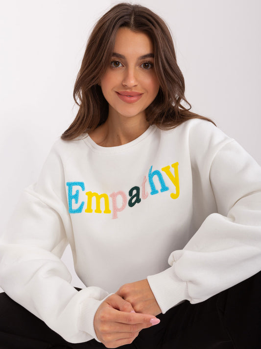 Ecru dresowa bluza bez kaptura z napisem