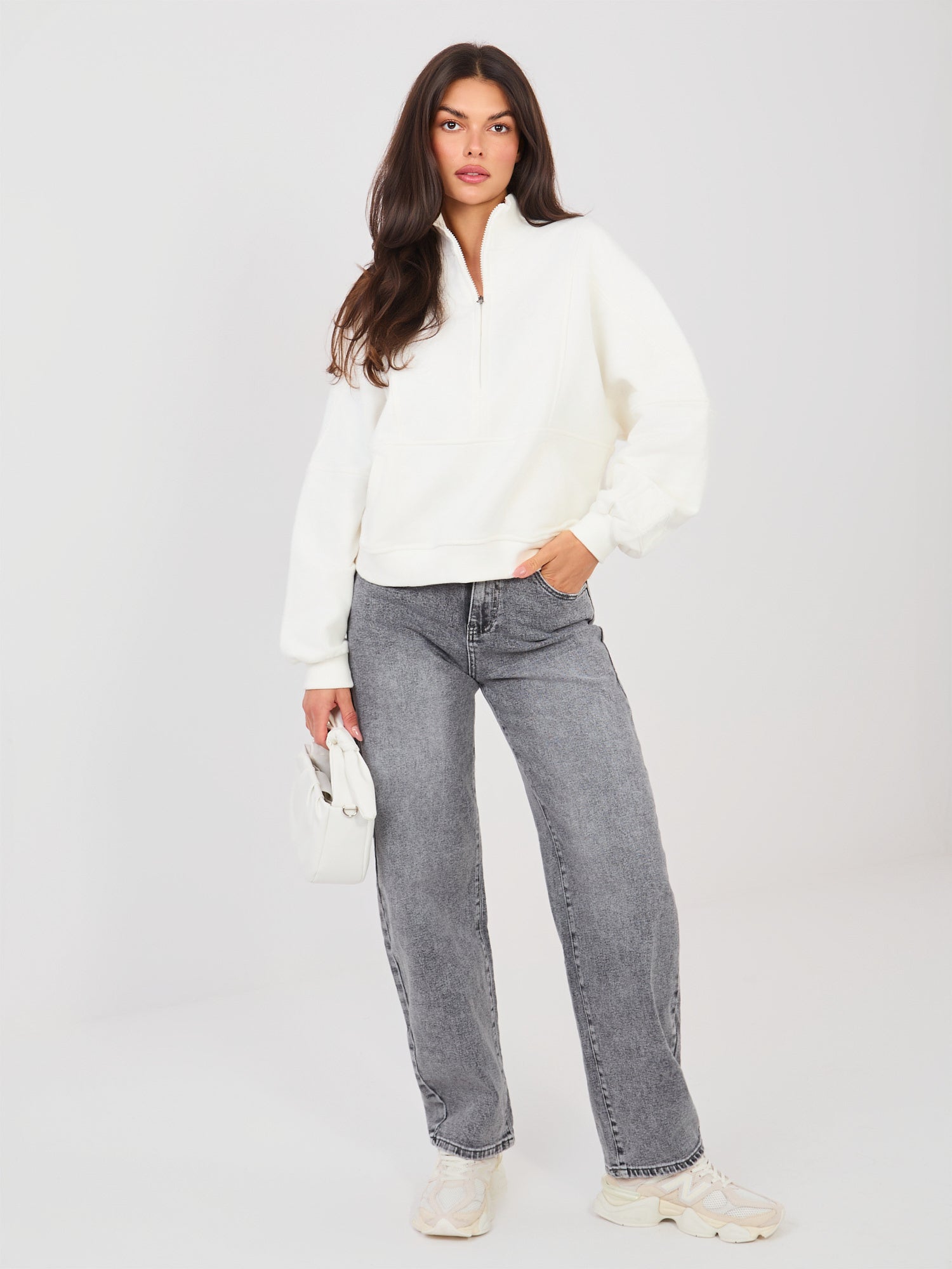 NATURAL SIDE Ecru damska bluza bez kaptura