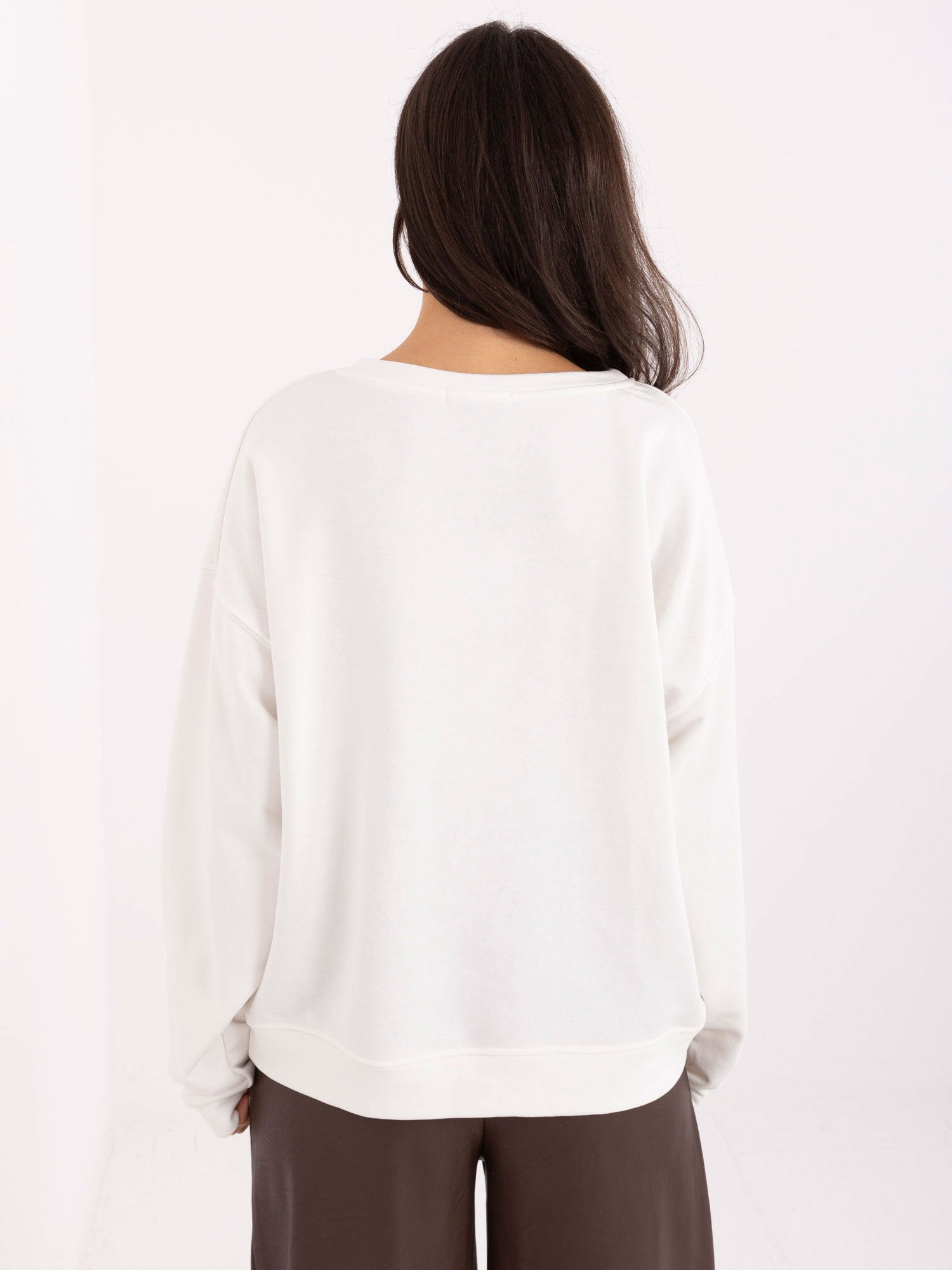 Ecru damska bluza oversize z napisem