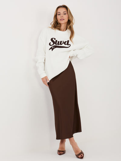 RUE PARIS Ecru damska bluza oversize z ociepleniem