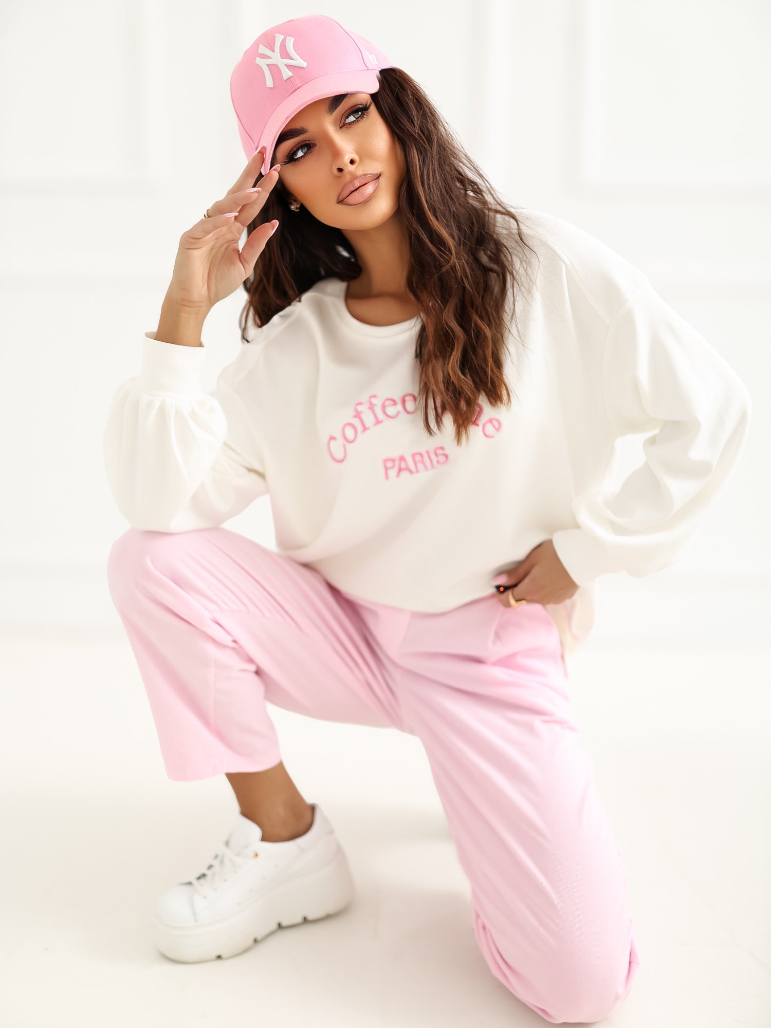 RUE PARIS  Ecru damska bluza o kroju oversize