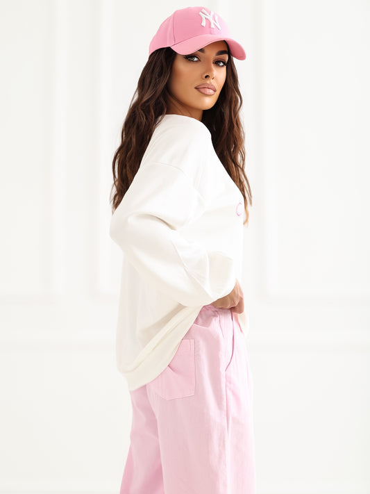 RUE PARIS  Ecru damska bluza o kroju oversize