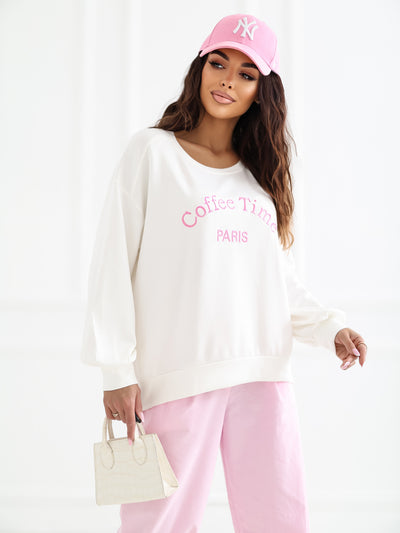 RUE PARIS  Ecru damska bluza o kroju oversize